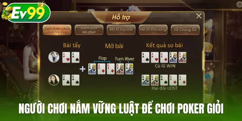 Người chơi nắm vững luật để có cách chơi Poker giỏi